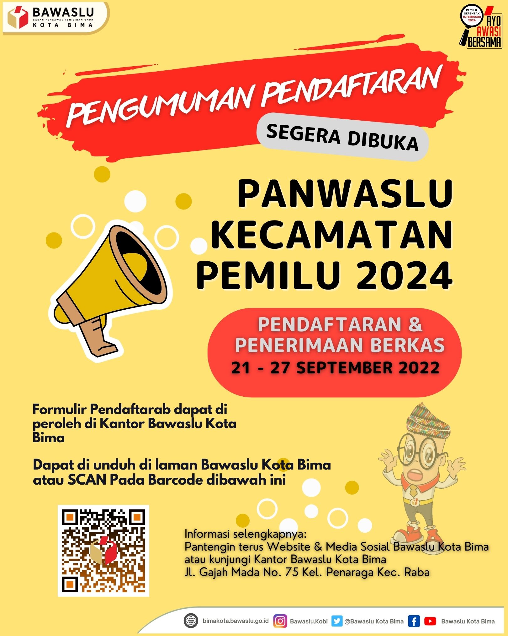 Pengumumam Pendaftaran Panwaslu Kecamatan Pemilu Tahun 2024