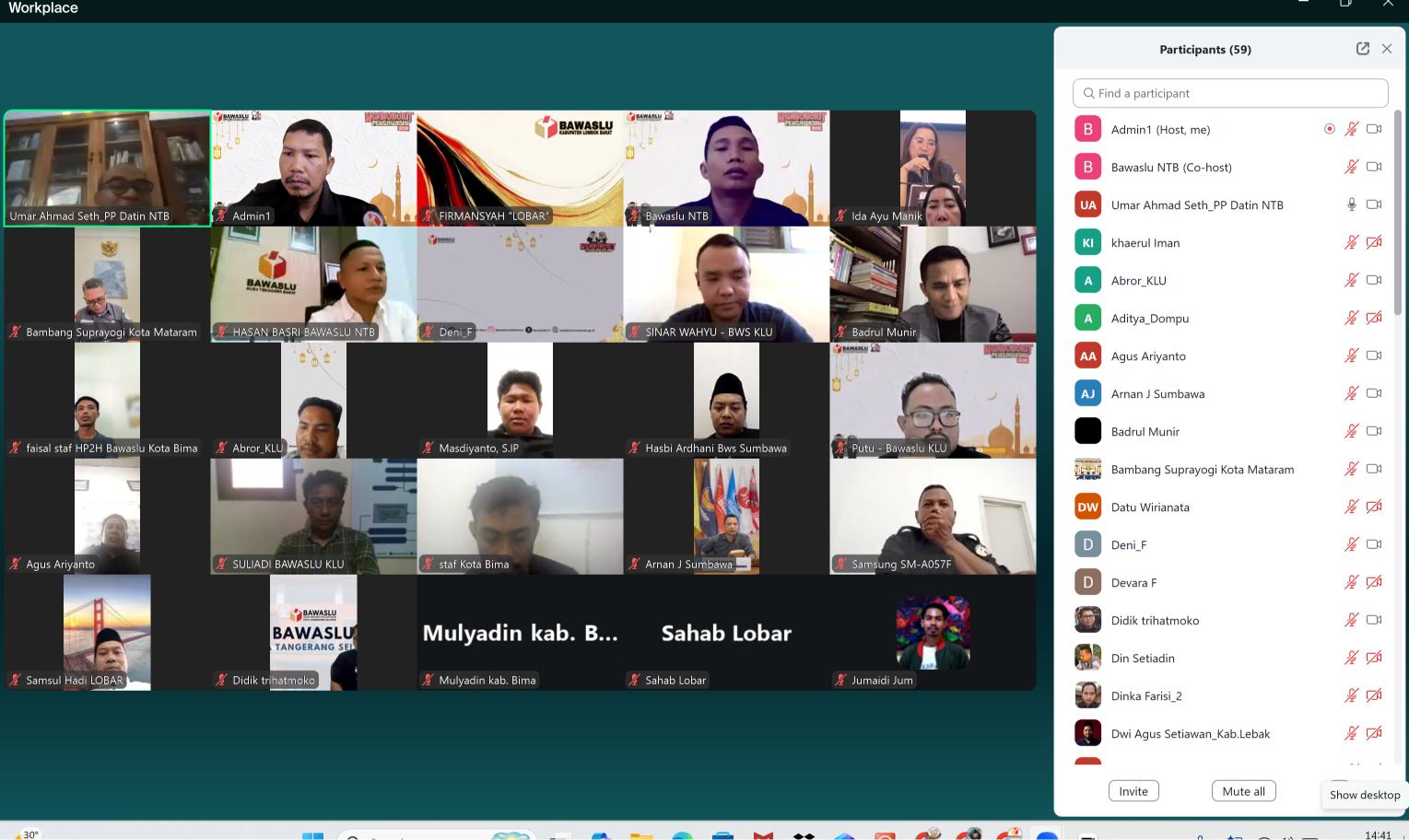 Tangkapan layar kegiatan Ngabuburit Pengawasan yang diselenggarakan Bawaslu NTB