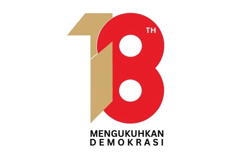 Makna Logo dan Filosofi HUT ke-18 Bawaslu Republik Indonesia yang mengangkat tema besar Mengukuhkan Demokrasi.