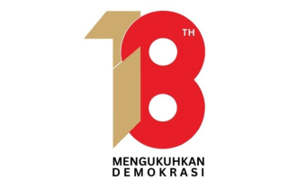 Makna Logo dan Filosofi HUT ke-18 Bawaslu Republik Indonesia yang mengangkat tema besar Mengukuhkan Demokrasi.